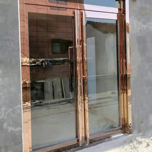 玫瑰金不锈钢地簧门